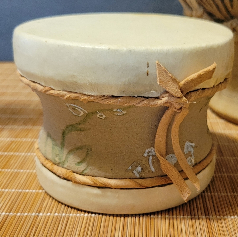 Handmade pottery Rattle Skin Drum Artist Made PNW 🎶 Vintage unique
